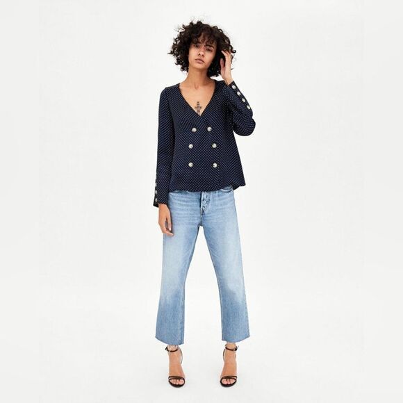 ZARA | Polka dot double breasted Blouse - Picture 9 of 9